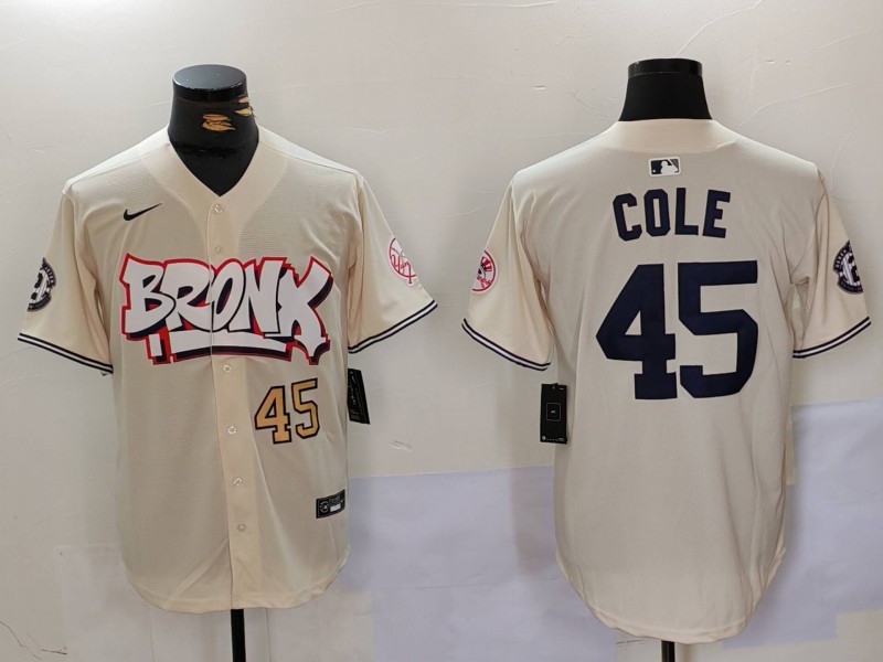 Men New York Yankees #45 Cole Cream joint name 2024 Nike MLB Jersey style 2